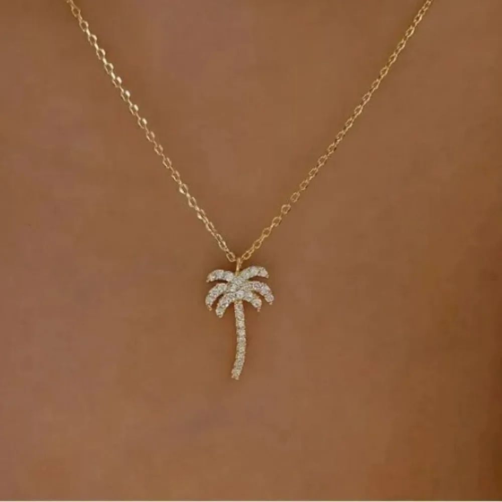 3for$20 Palm Tree Charm Necklace gold color